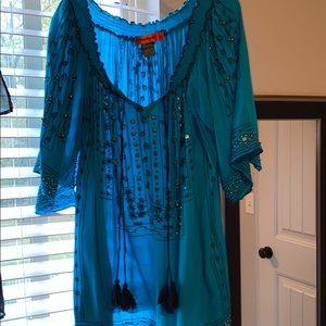Brown and Turquoise beaded tunic